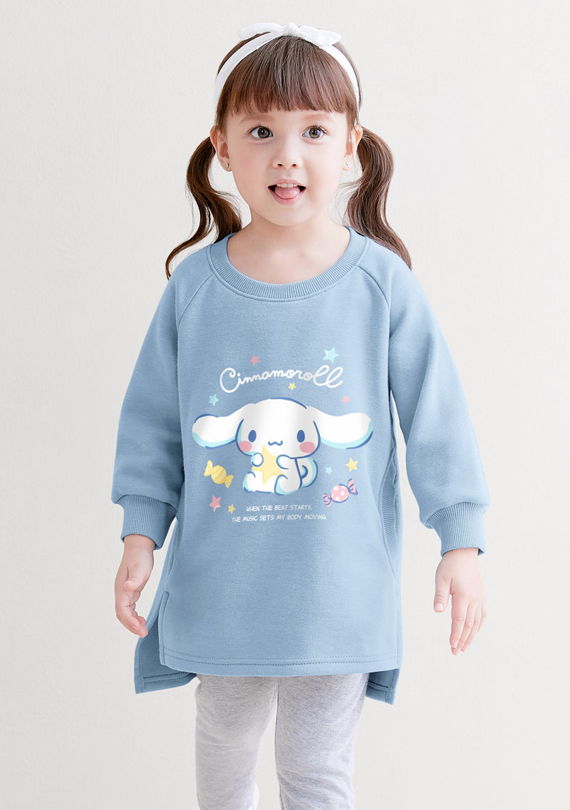 保暖.柔軟.舒適.MIT環保材質-大耳狗印花刷毛長版T恤-童裝-01