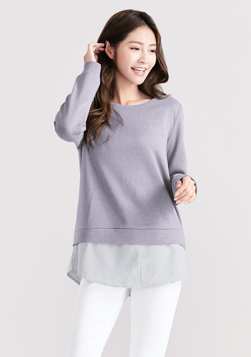假兩件針織長袖上衣|女裝 WOMEN|衣芙 EFShop