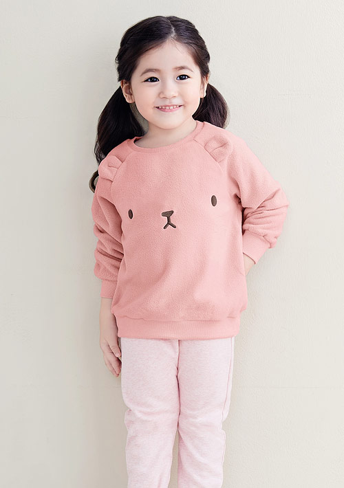 保暖.MIT永續環保材質-Fleece輕量保暖熊熊刺繡上衣-童裝