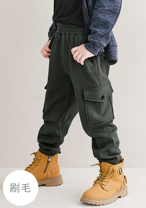 保暖.MIT永續環保材質-刷毛休閒束口褲-童裝