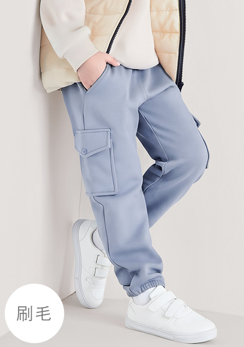 保暖.MIT永續環保材質-刷毛休閒束口褲-童裝