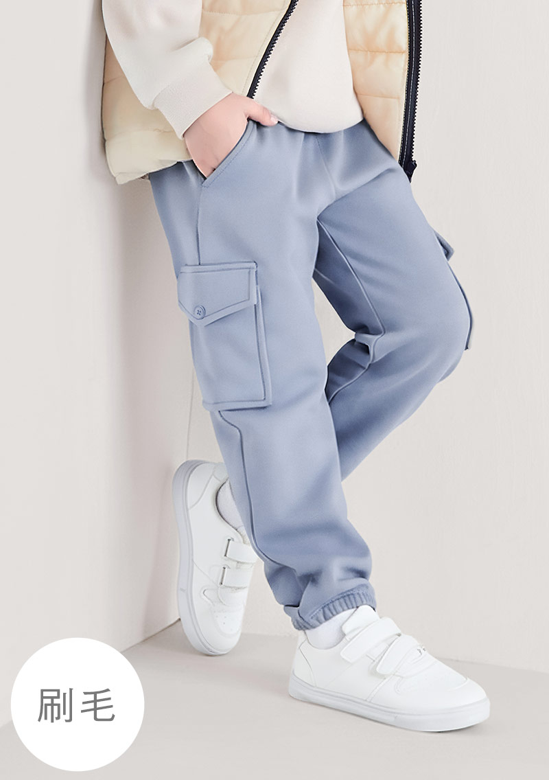 保暖.MIT永續環保材質-刷毛休閒束口褲-童裝