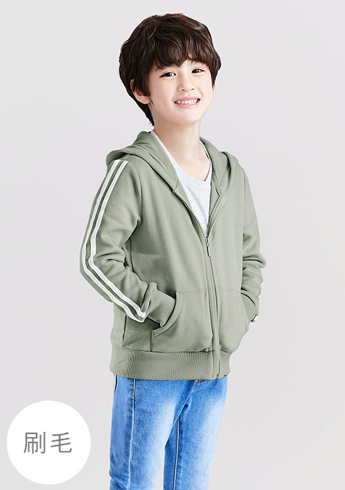 保暖.MIT永續環保材質-邊條刷毛連帽外套-童裝