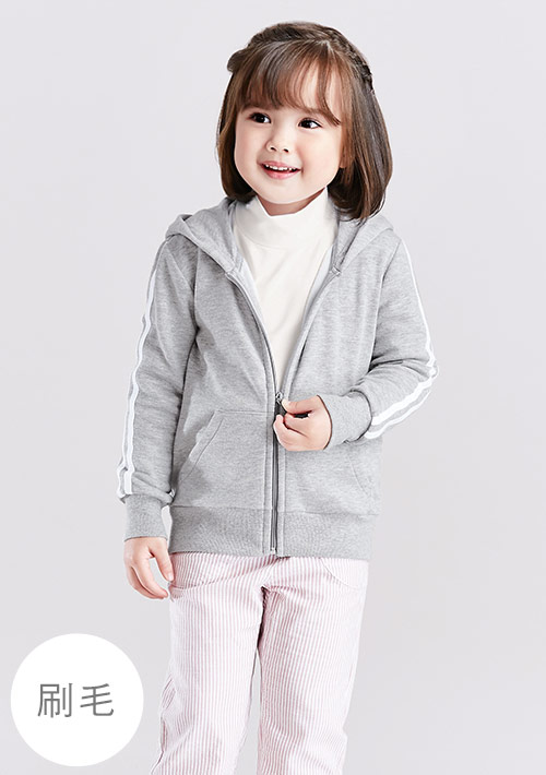 保暖.MIT永續環保材質-邊條刷毛連帽外套-童裝