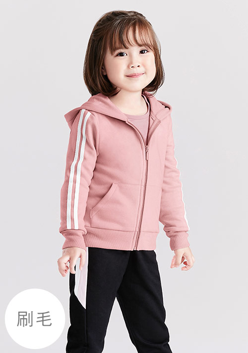 保暖.MIT永續環保材質-邊條刷毛連帽外套-童裝