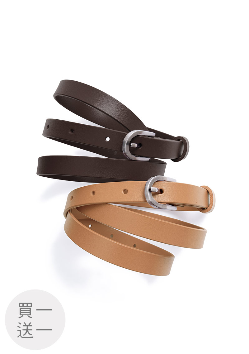 真牛皮質感洋裝休閒細皮帶