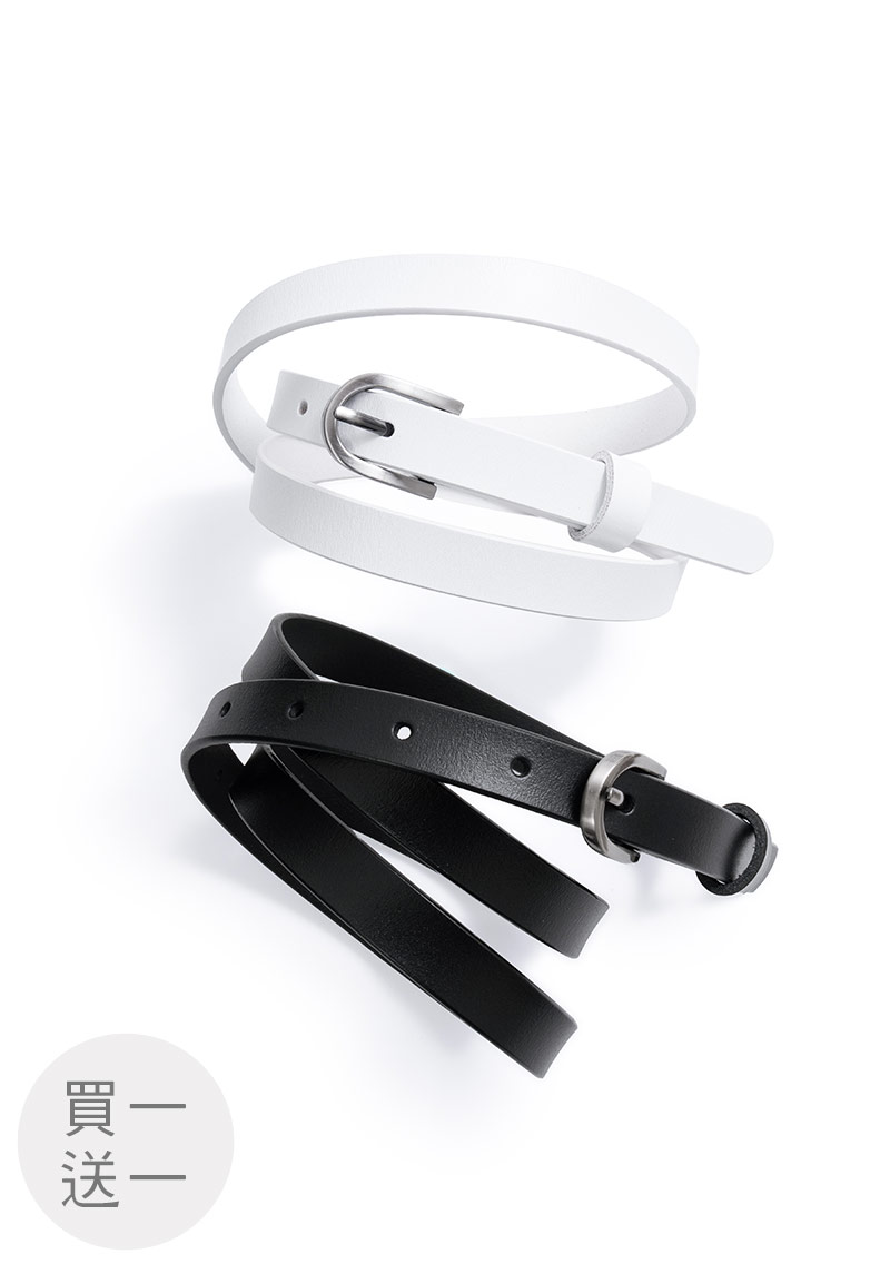 真牛皮質感洋裝休閒細皮帶