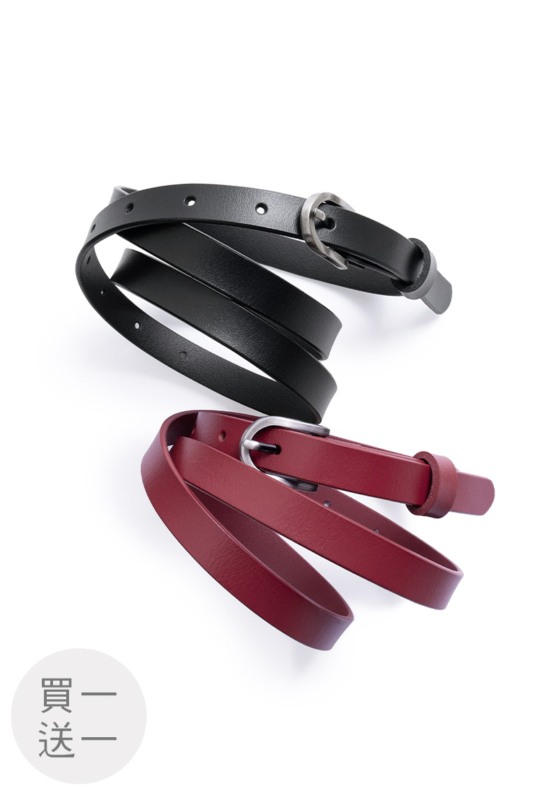 真牛皮質感洋裝休閒細皮帶