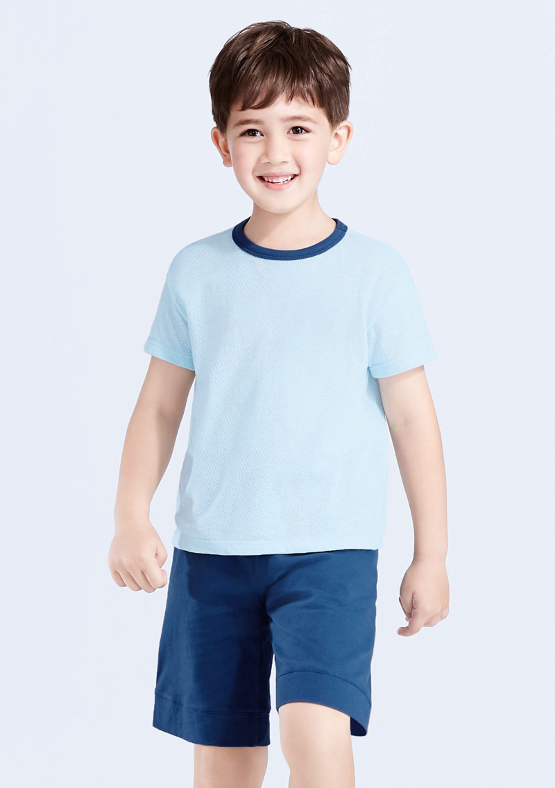 有機棉透氣網眼配色圓領上衣|童裝 KIDS|衣芙 EFShop