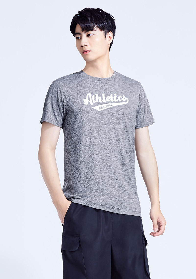 抗UV吸排涼感文字印花圓領運動上衣-男裝