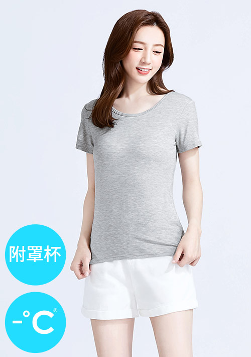 Airyn 冰感莫代爾圓領短袖冰絲涼感Bra上衣