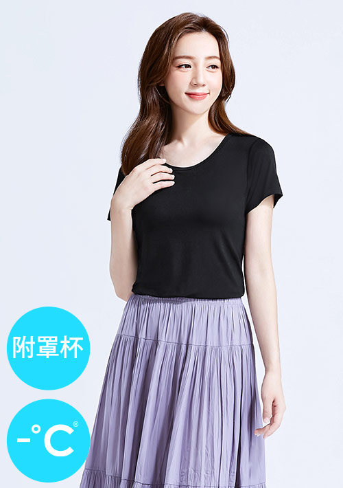Airyn 冰感莫代爾圓領短袖冰絲涼感Bra上衣