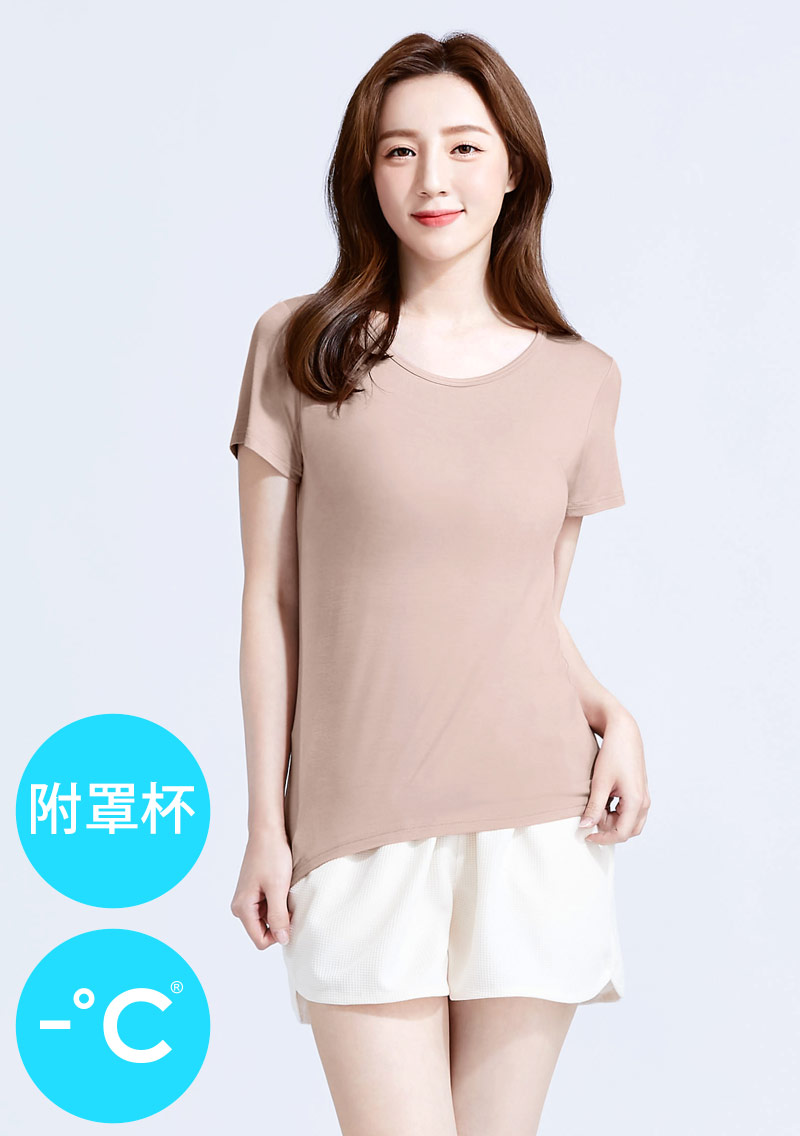 Airyn 冰感莫代爾圓領短袖冰絲涼感Bra上衣