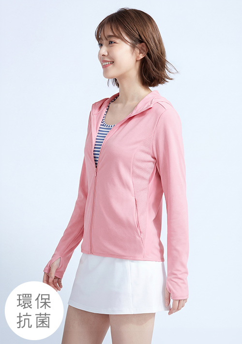 舒適.MIT永續環保材質-抗UV吸排抗菌透氣網眼連帽外套