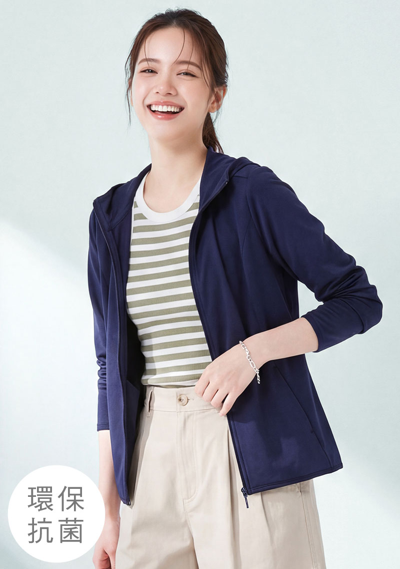 舒適.MIT永續環保材質-抗UV吸排抗菌透氣網眼連帽外套