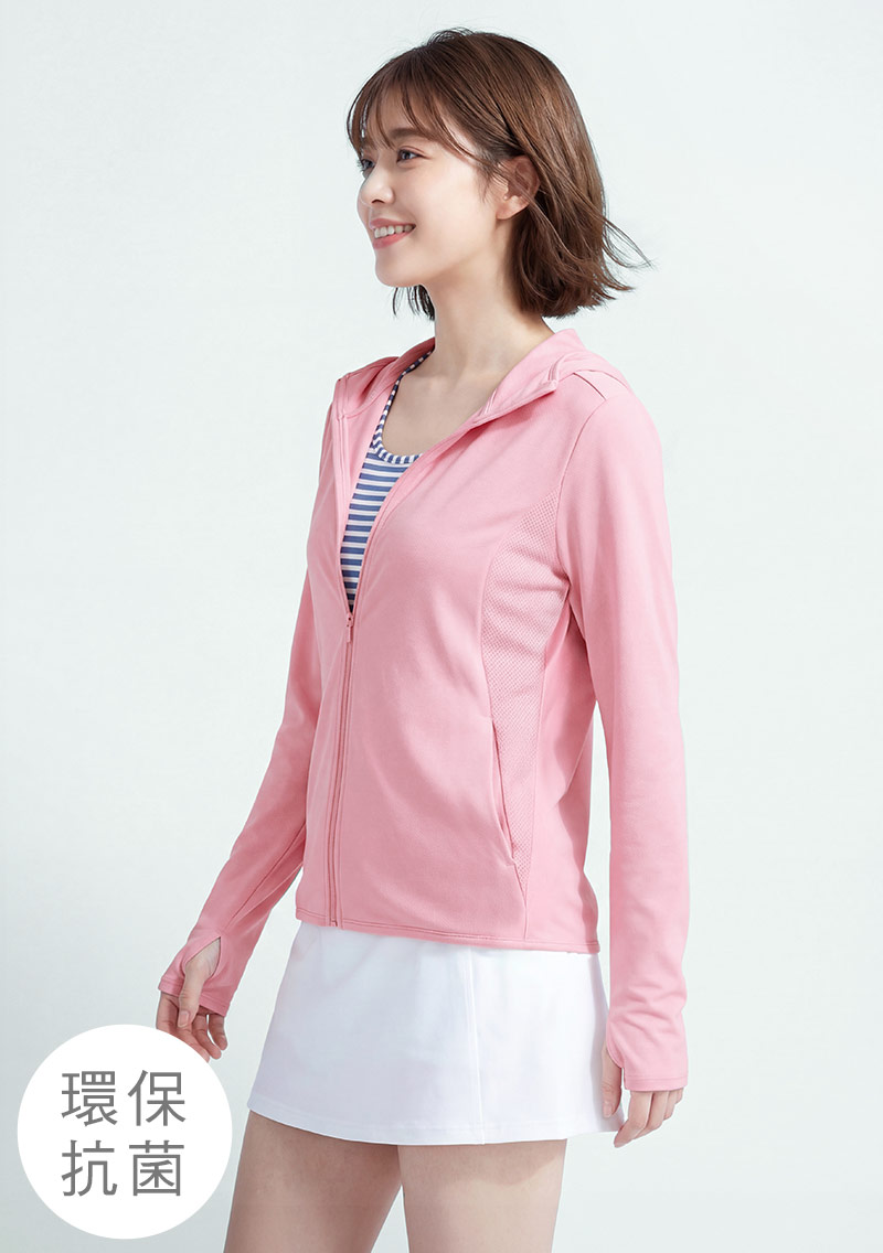舒適.MIT永續環保材質-抗UV吸排抗菌透氣網眼連帽外套