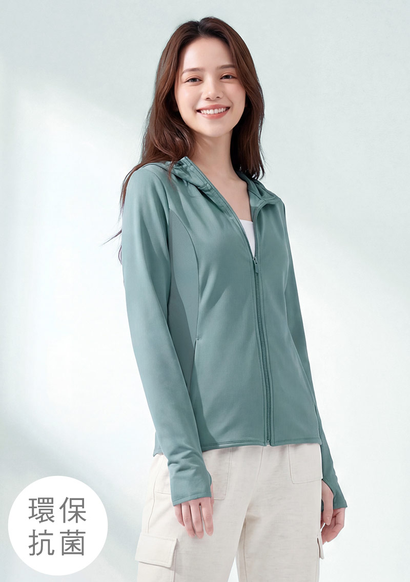 舒適.MIT永續環保材質-抗UV吸排抗菌透氣網眼連帽外套