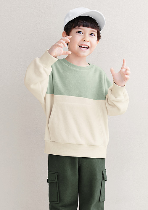保暖.MIT永續環保材質-Fleece輕量保暖配色上衣-童裝