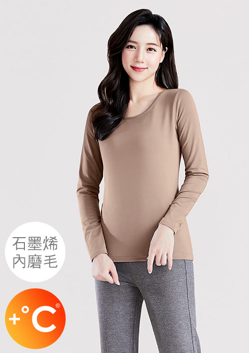 +℃ 超極暖.石墨烯.圓領發熱衣【HEATPUSH】升溫內磨毛發熱衣