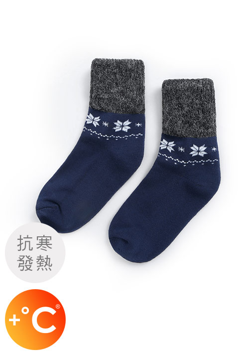 +℃ 暖科技-混毛雪花發熱毛圈中筒襪