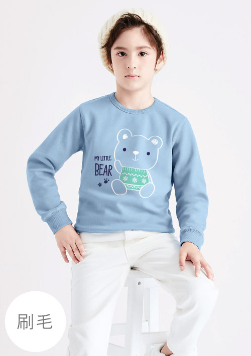 保暖.MIT永續環保材質-動物印花刷毛T恤-童裝