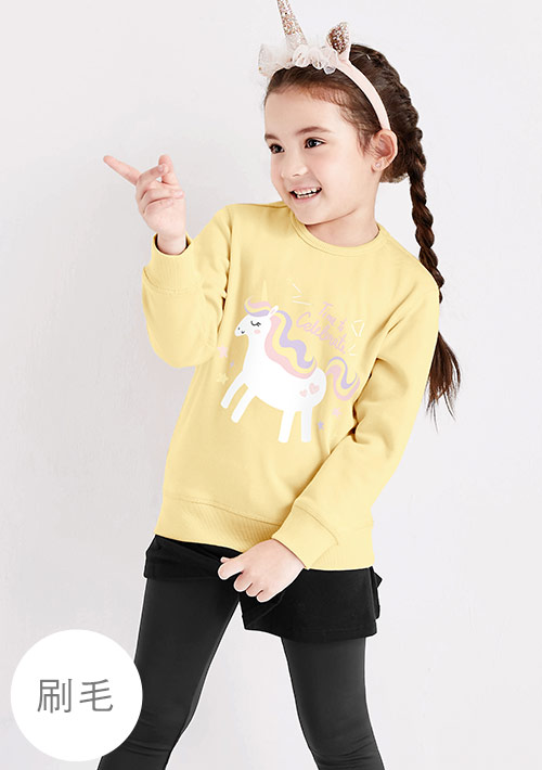 保暖.MIT永續環保材質-動物印花刷毛T恤-童裝