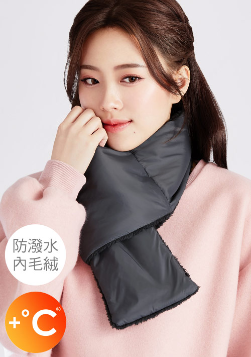 科技羽絨棉防潑水可折收毛絨圍巾
