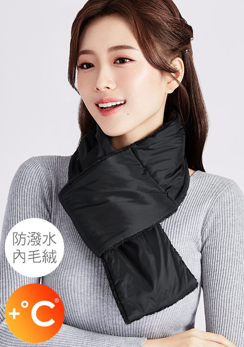 科技羽絨棉防潑水可折收毛絨圍巾
