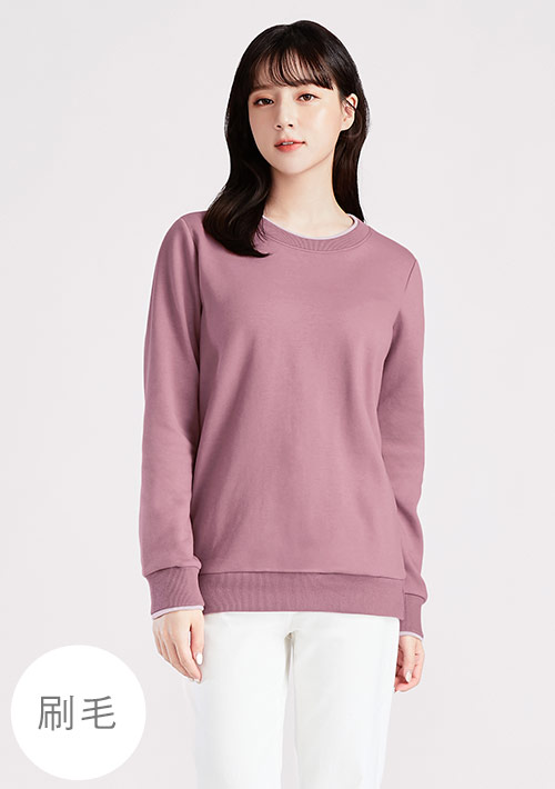 保暖.MIT永續環保材質-拼色刷毛大學T