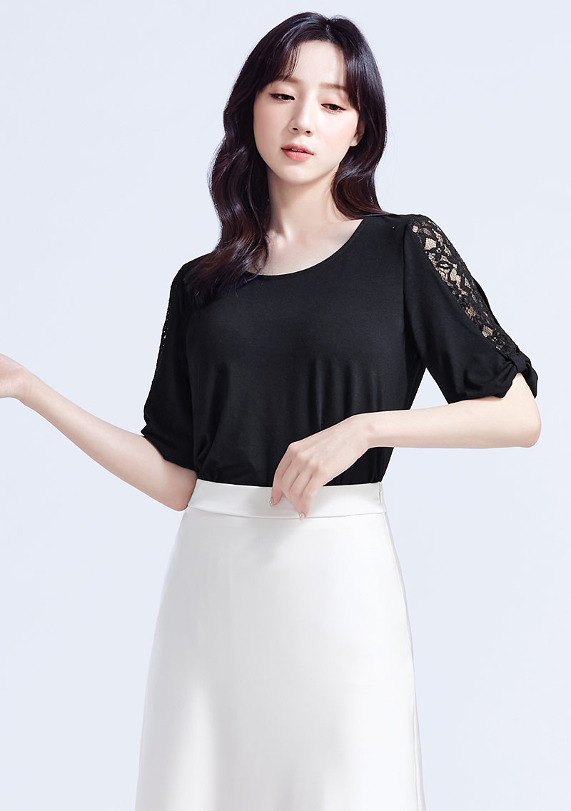特級四面彈性蕾絲造型袖上衣|女裝 WOMEN|衣芙 EFShop