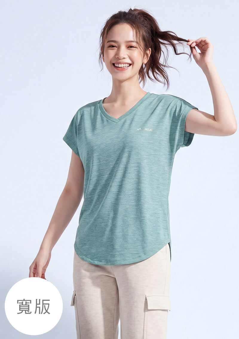 【限時$222】抗UV吸排反光文字印花V領寬版涼感上衣
