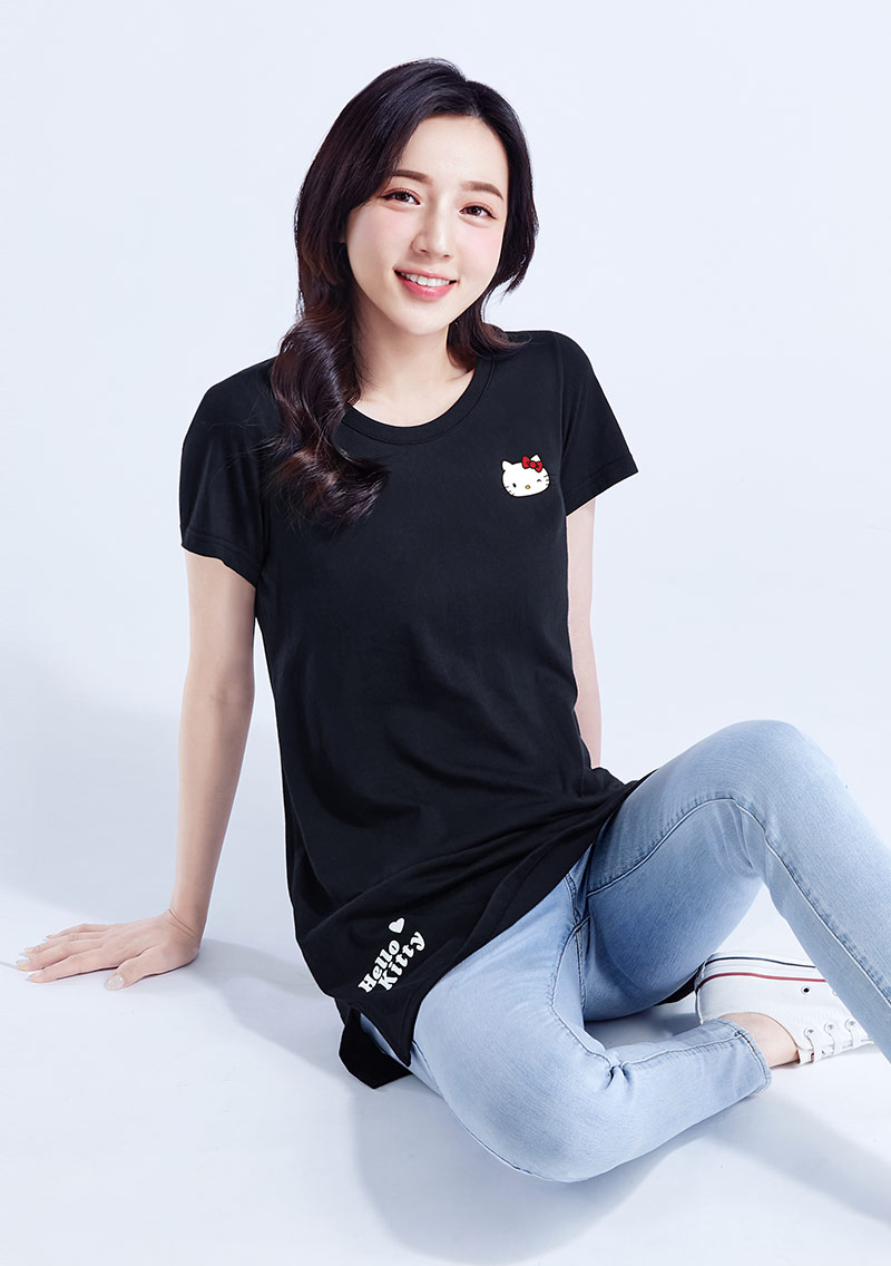 Hello Kitty 純棉長版印花T恤-01