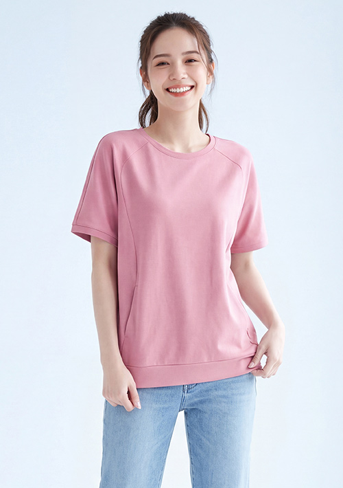 純棉短袖寬版口袋上衣