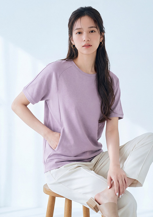 純棉短袖寬版口袋上衣