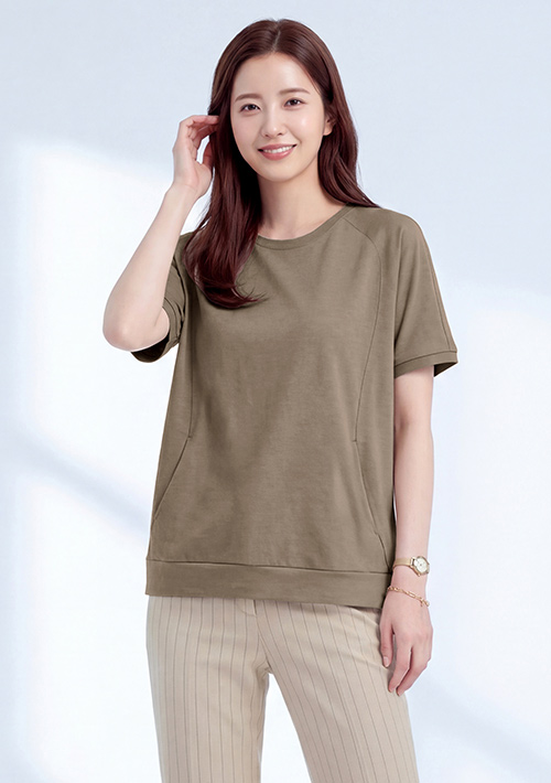 純棉短袖寬版口袋上衣