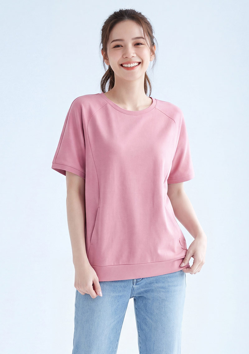 純棉短袖寬版口袋上衣