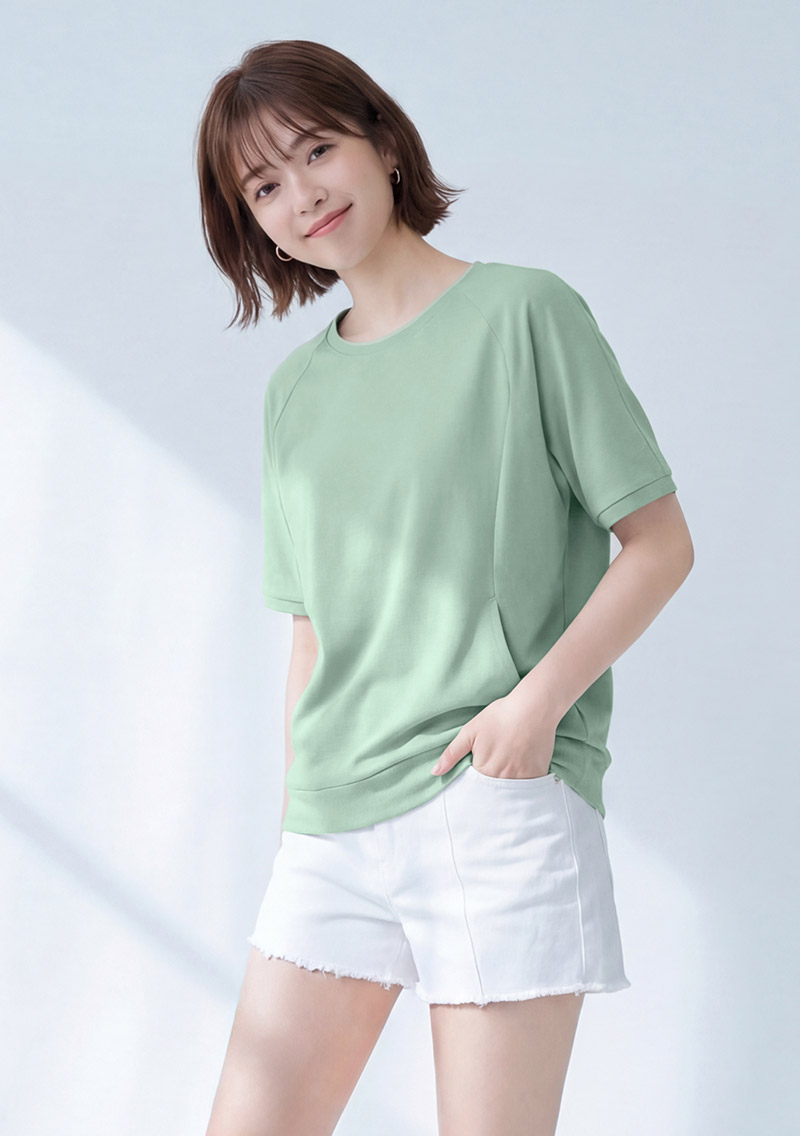 純棉短袖寬版口袋上衣