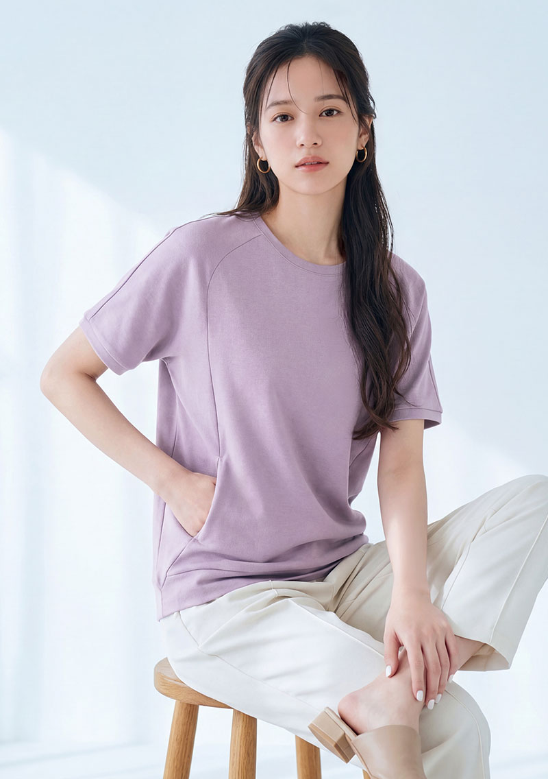 純棉短袖寬版口袋上衣