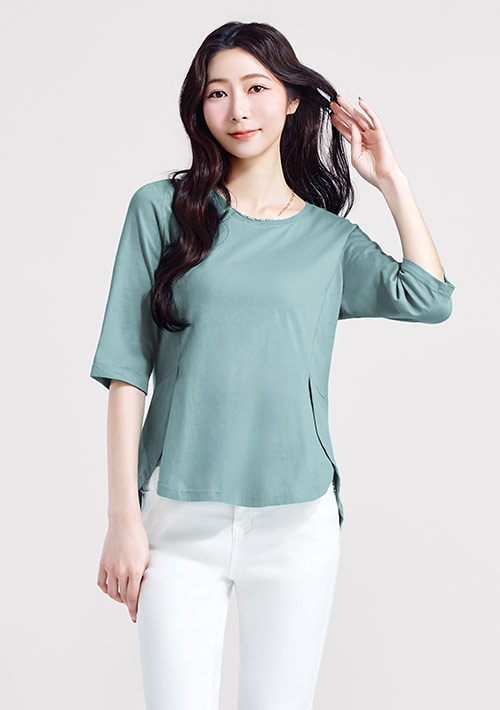 【限時$199】純棉開衩顯瘦五分袖上衣