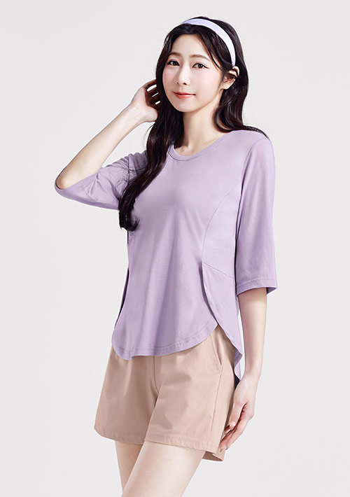 【限時$199】純棉開衩顯瘦五分袖上衣