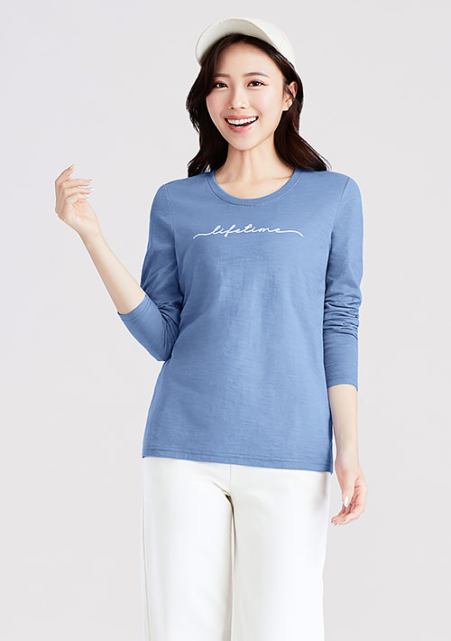 【限時優惠$199】竹節棉字母印花長袖上衣
