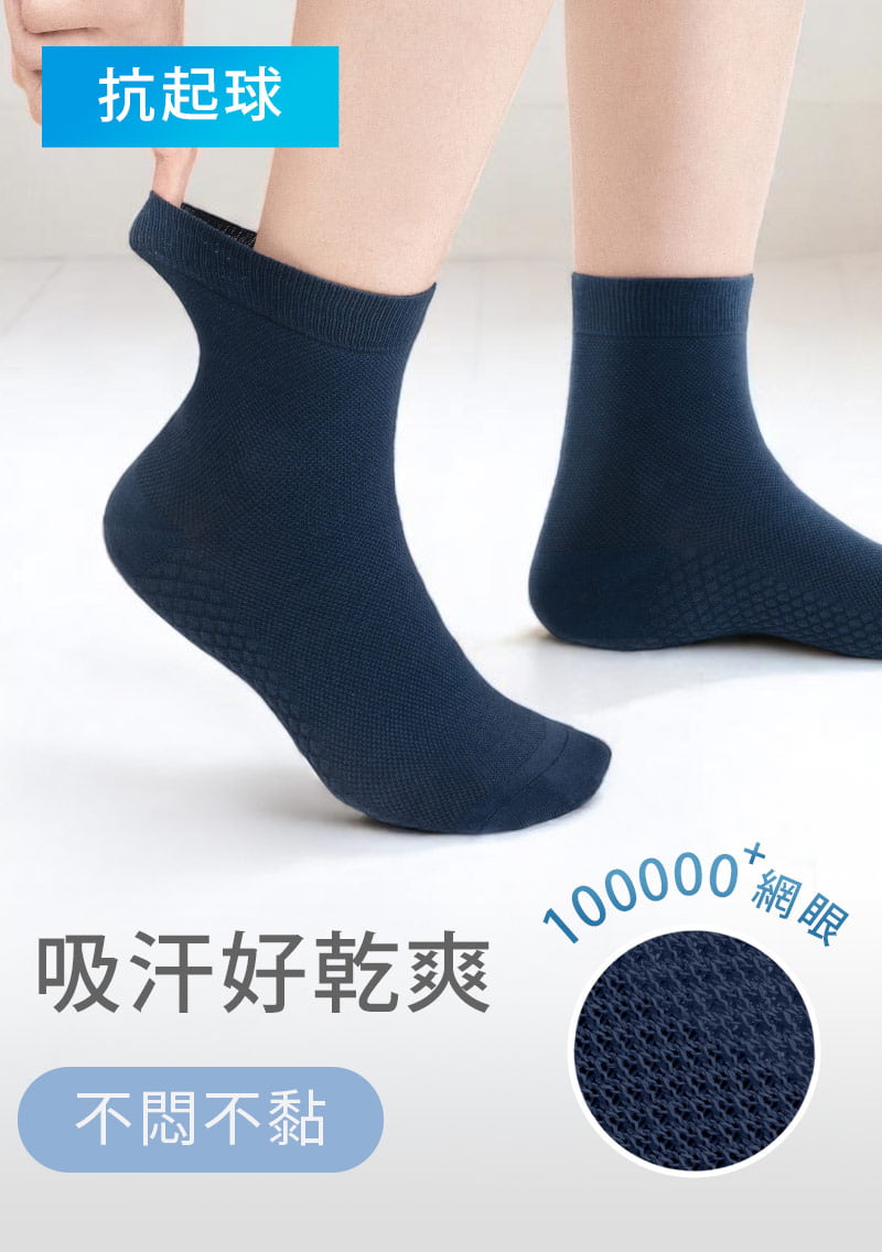 【加價購$49】高透氣抗起球網眼中筒襪-男