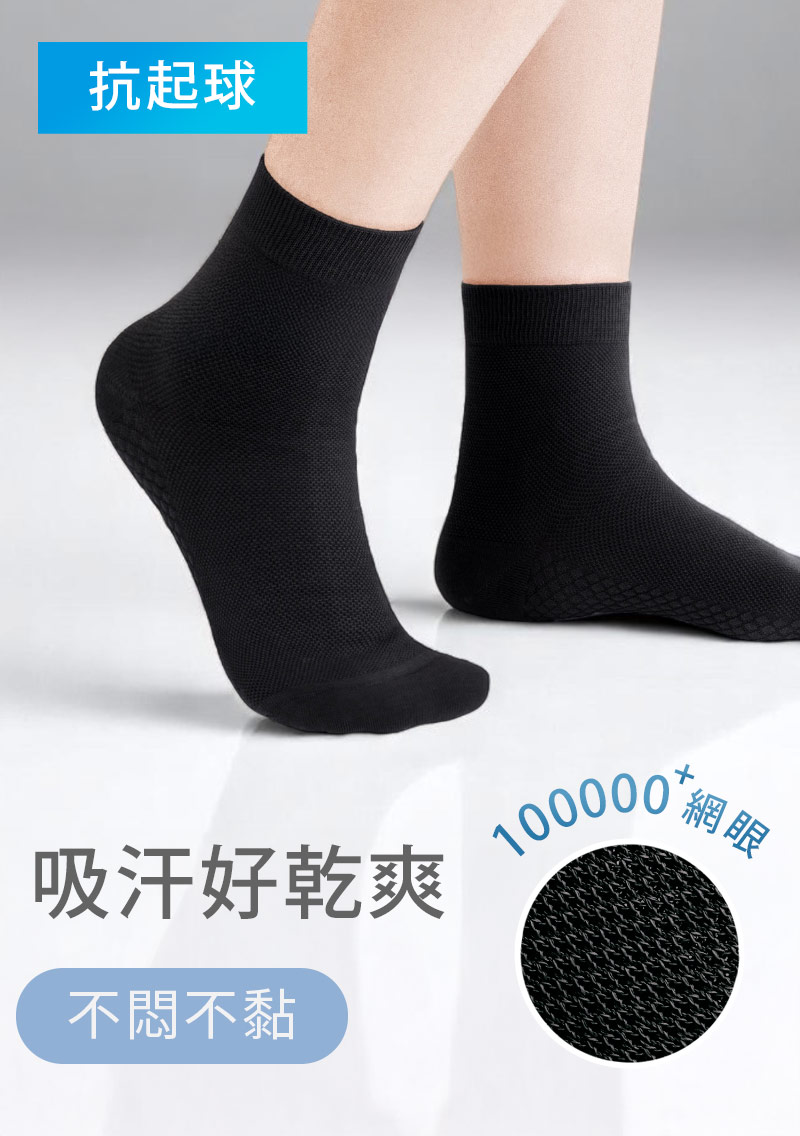 【加價購$49】高透氣抗起球網眼中筒襪-男
