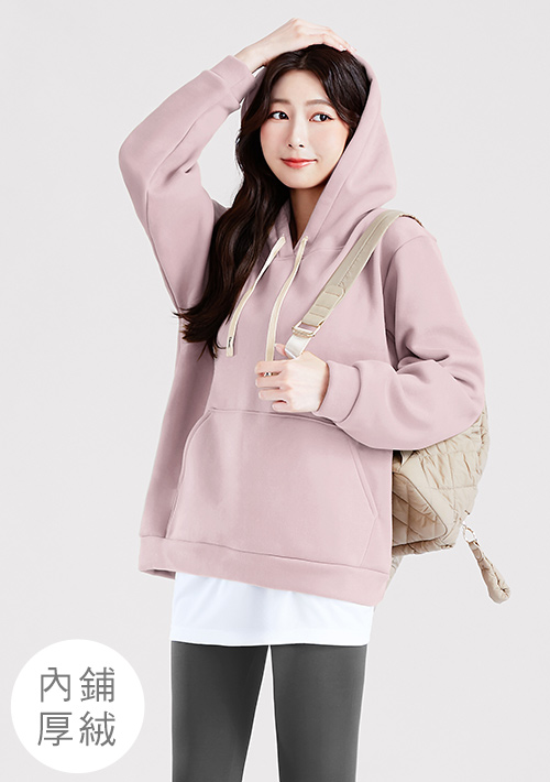 暖暖絨寬版連帽大學T