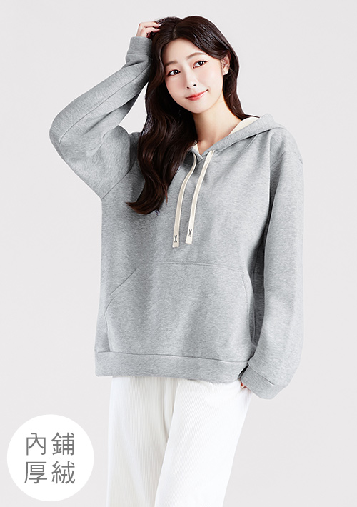 暖暖絨寬版連帽大學T