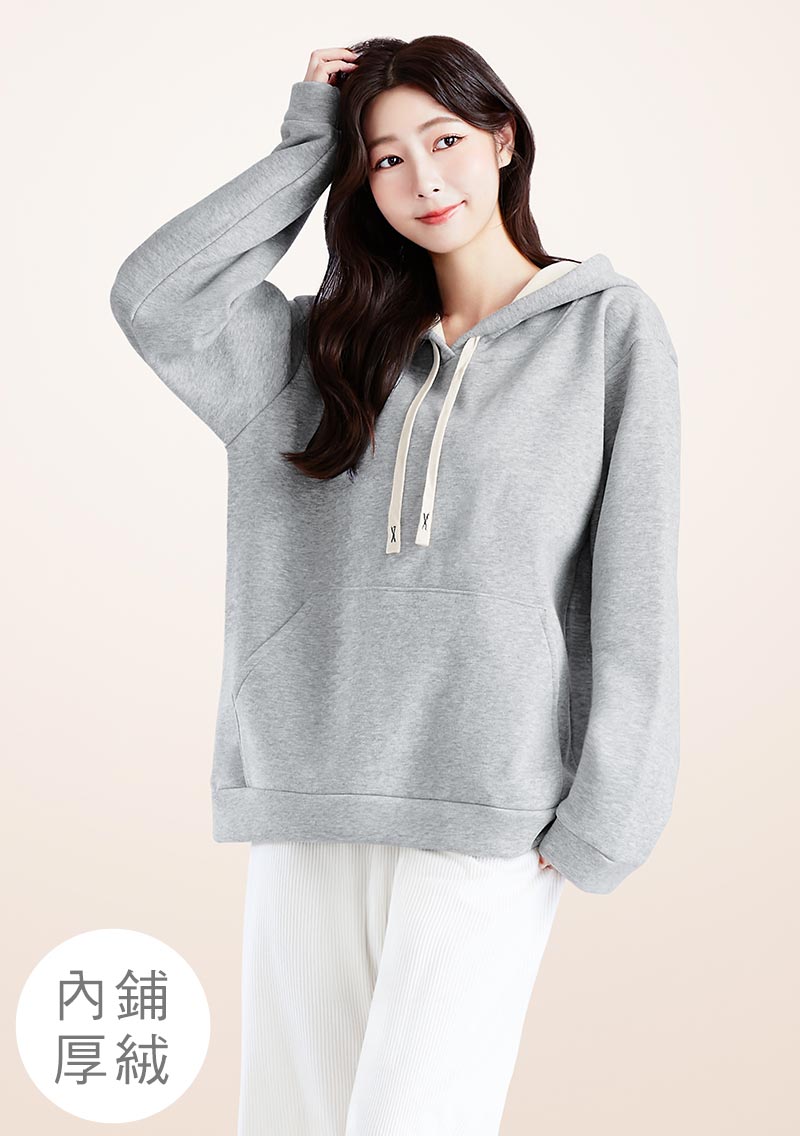 暖暖絨寬版連帽大學T