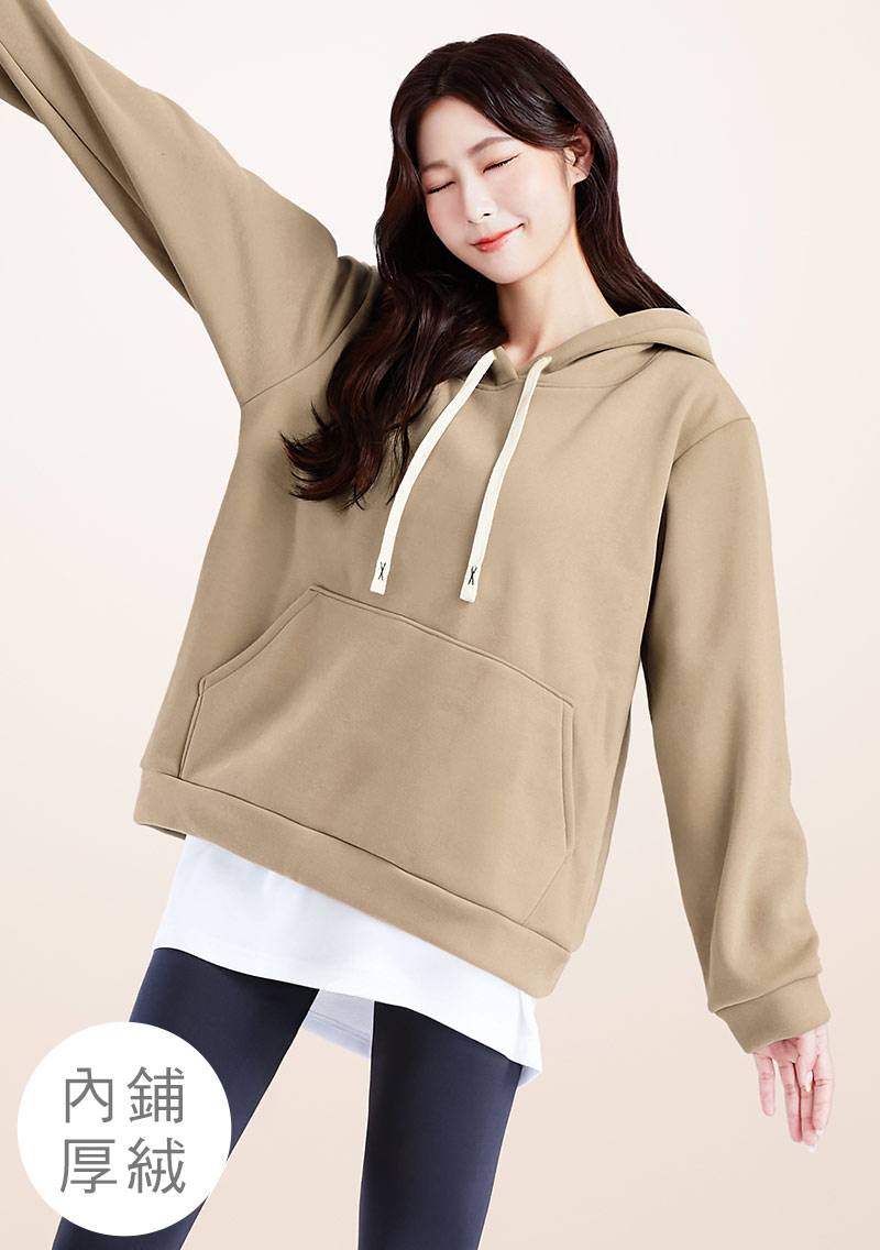 暖暖絨寬版連帽大學T