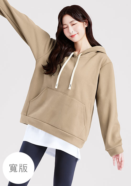 暖暖絨寬版連帽大學T
