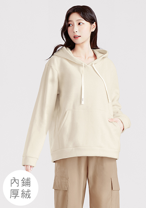 暖暖絨寬版連帽大學T