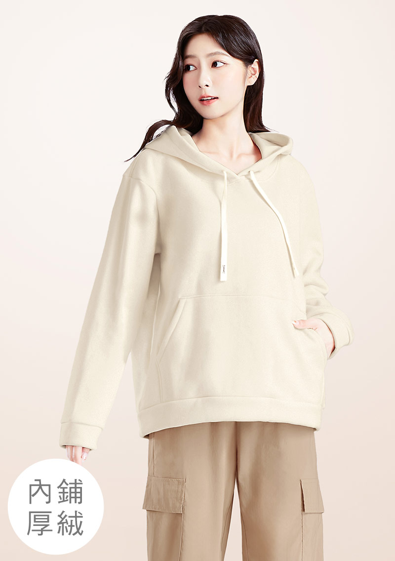 暖暖絨寬版連帽大學T